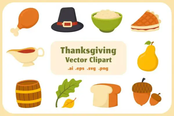 Thanksgiving Art Vector Clipart Collection