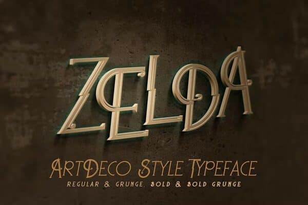 Zelda: A regular and grunge ArtDeco font