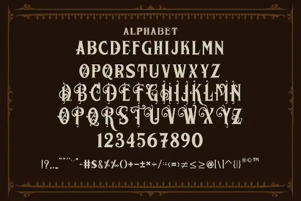 MORGAN TATTOO Font With Numbers