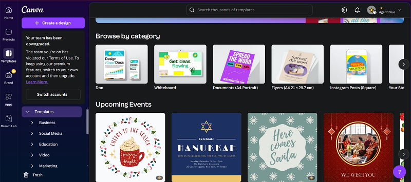 Canva Homepage