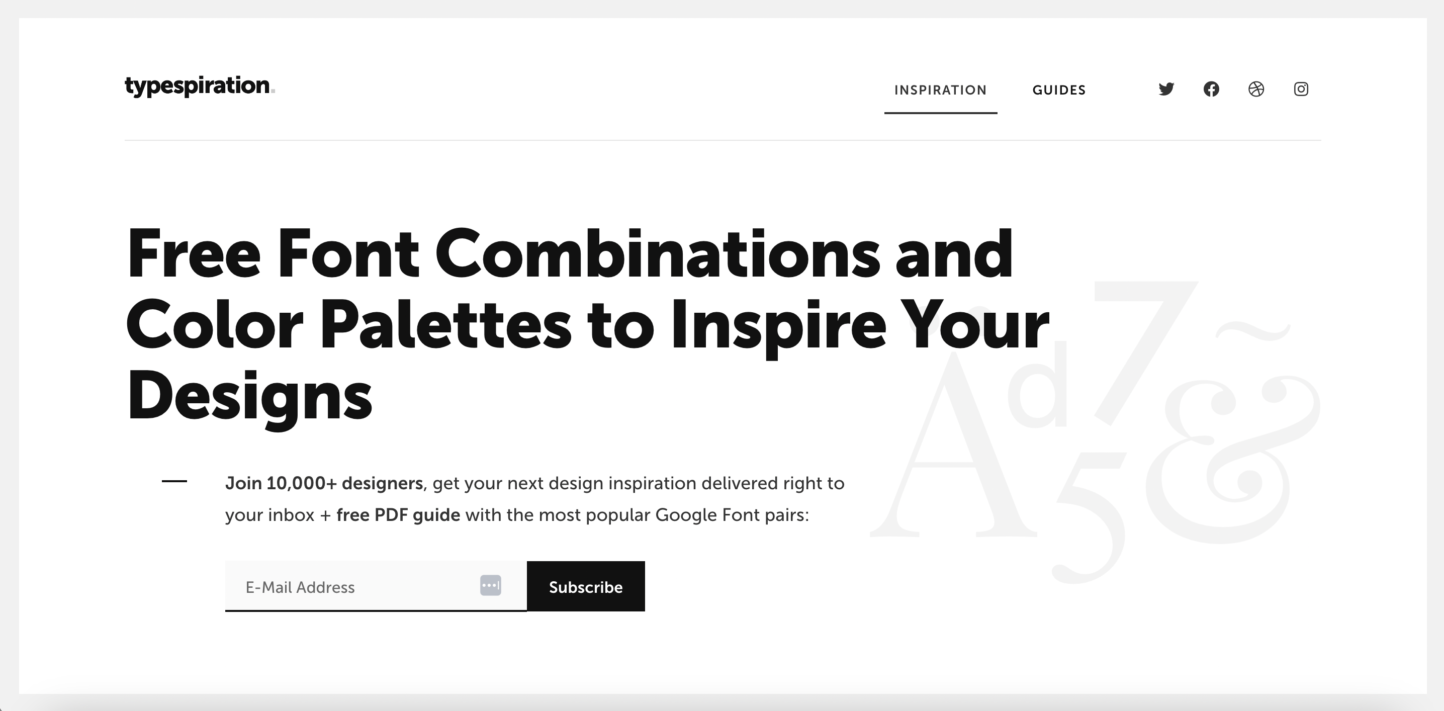 Typespiration’s Font Pairing Generator offers font inspiration with live previews and stylish typography recommendations.